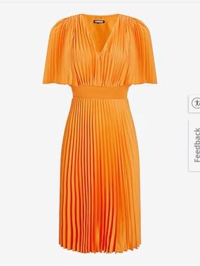 NWT Pleated V-Neck Midi Dress - size XXS - Cantaloupe Color